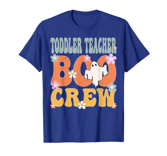 Toddler Teacher Boo Crew Ghost Groovy Halloween For Women T-Shirt