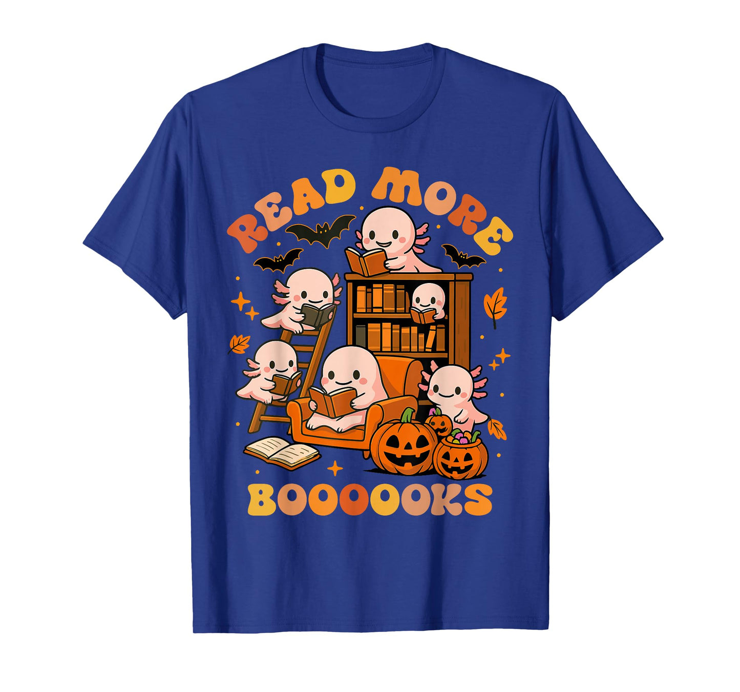 Read More Books Axolotl Reading Book Teacher Halloween Ghost T-Shirt