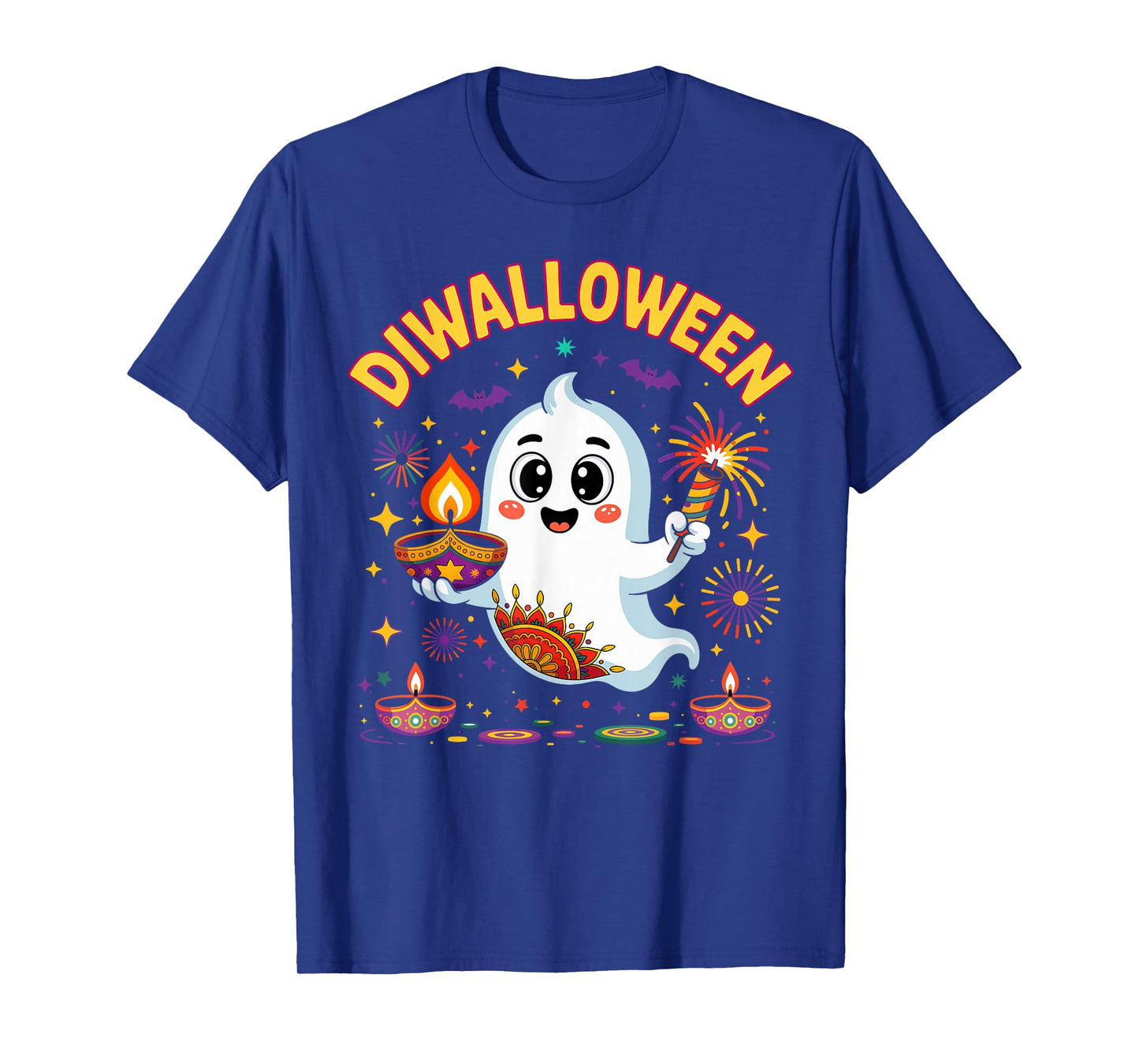 Diwalloween Cute Ghost Halloween Diwali Festival of Lights T-Shirt