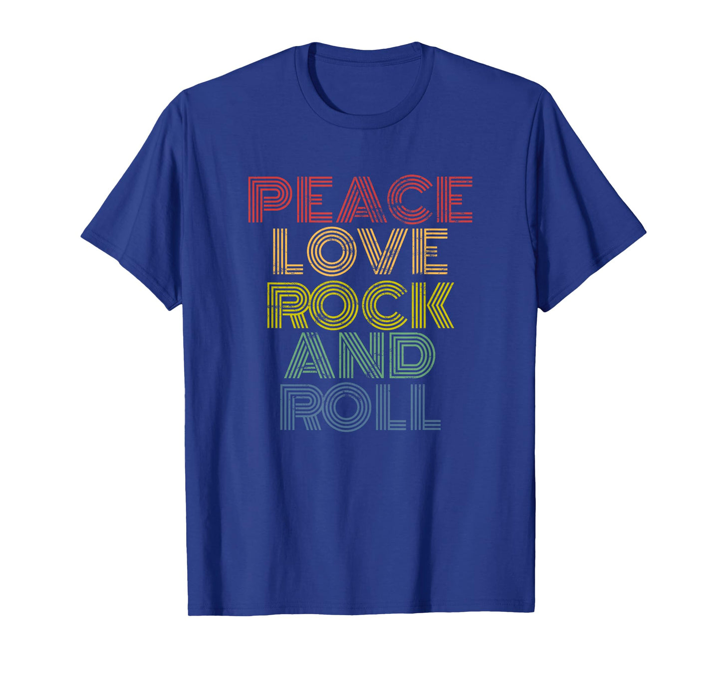 Peace Love Rock'n'Roll Distressed Rock Concert T-Shirt