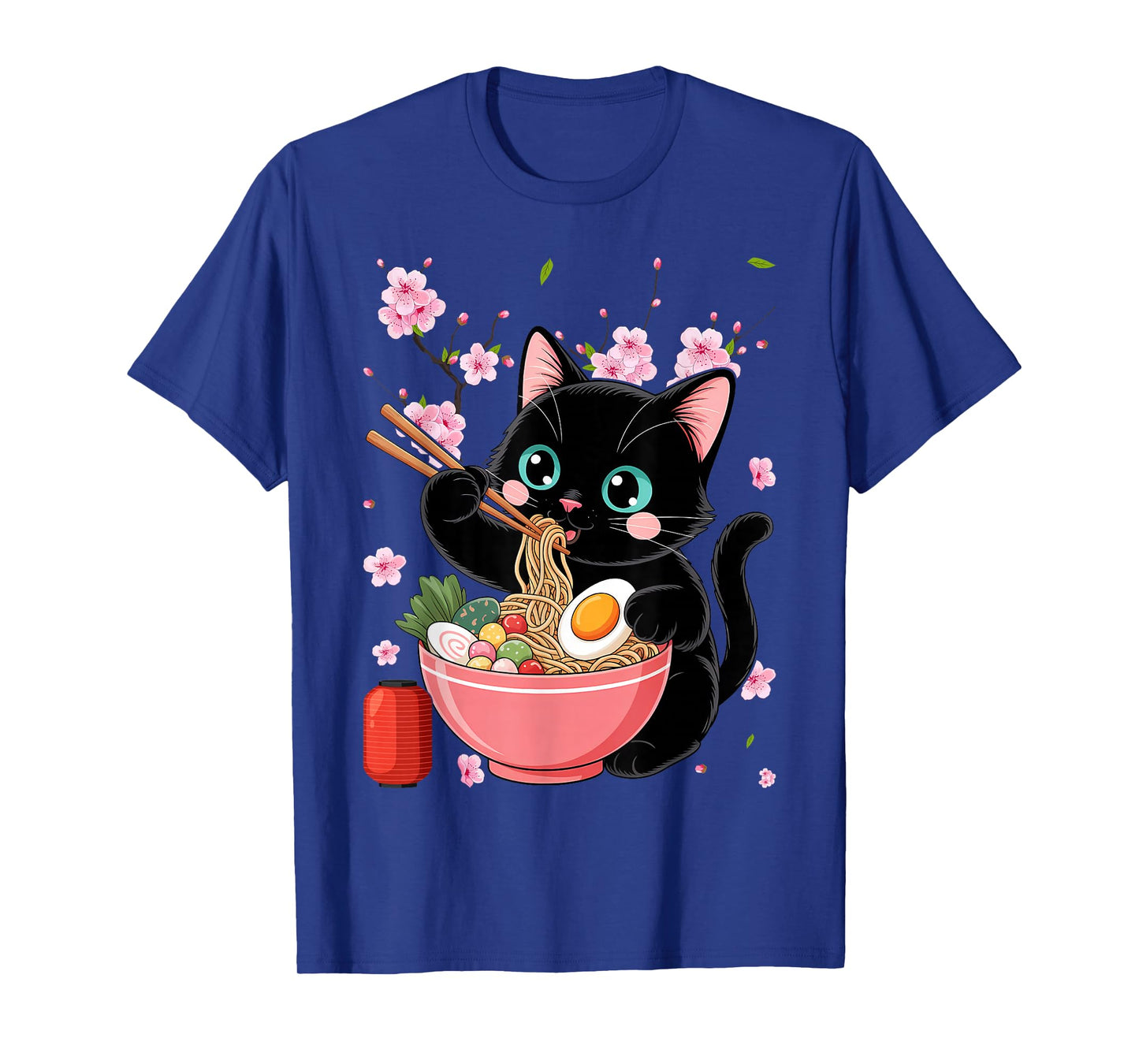 Retro – Japanese Anime Black Cat Eating Ramen T-Shirt
