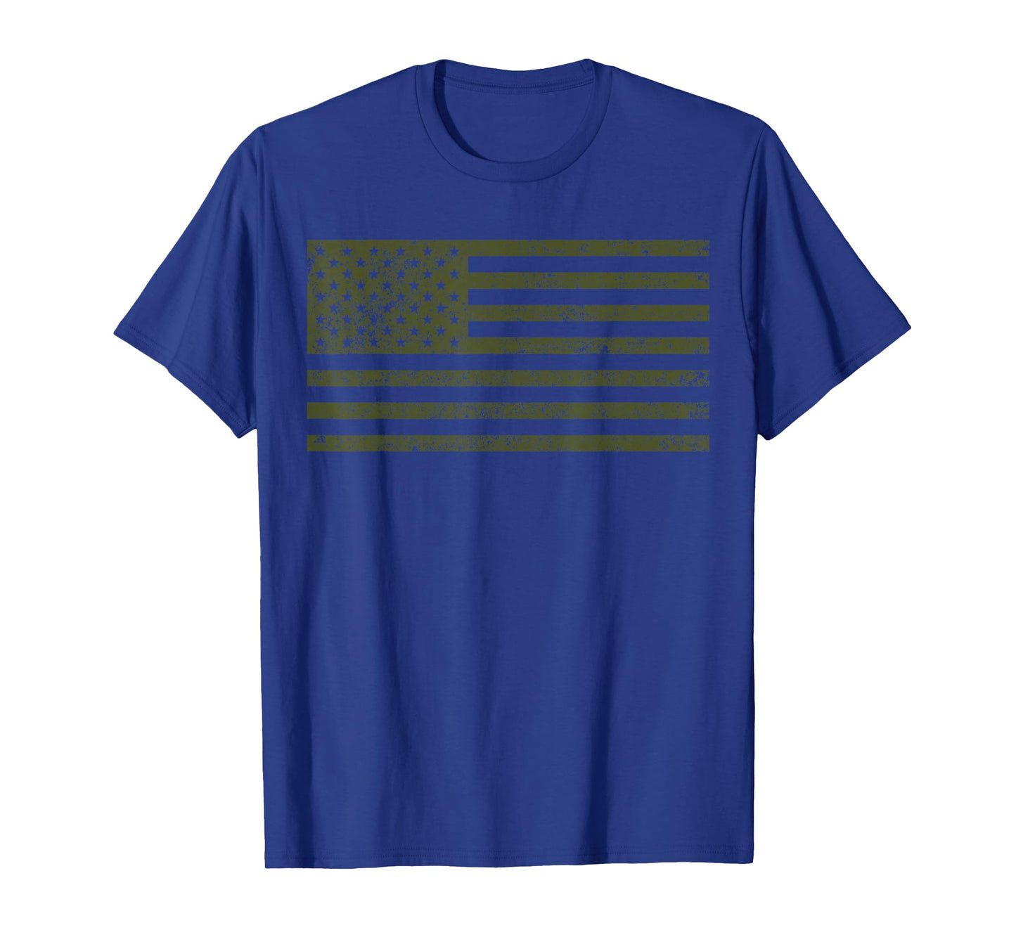 USA American Flag Olive Drab Color Distressed Look T-Shirt T-Shirt
