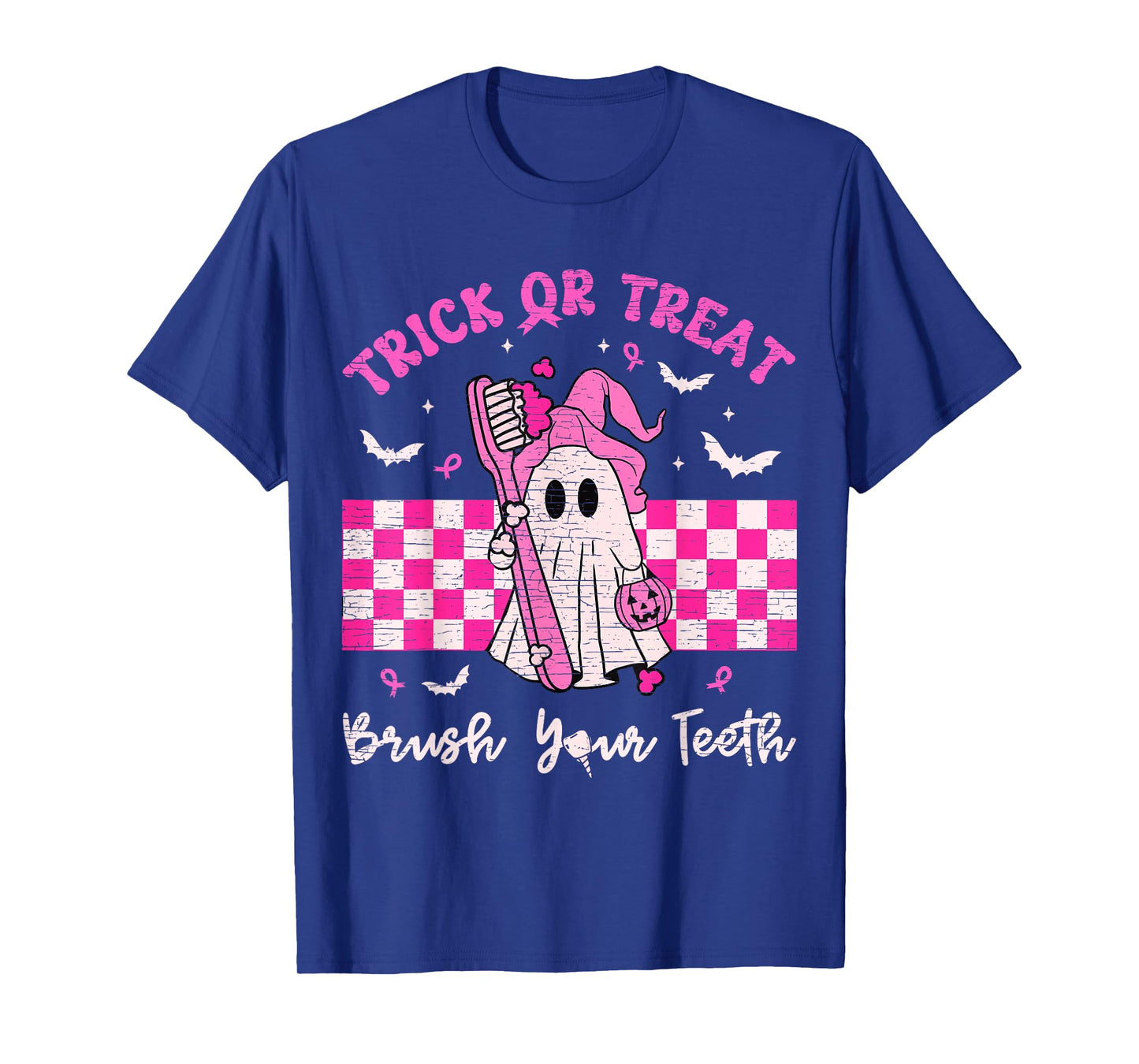Wear A Pink Trick Or Treat Brush Your Teeth Dental Halloween T-Shirt