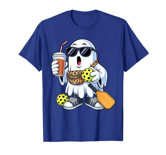 Funny Ghost Pickleball Boo Coffee Halloween Mens Womens Kids T-Shirt