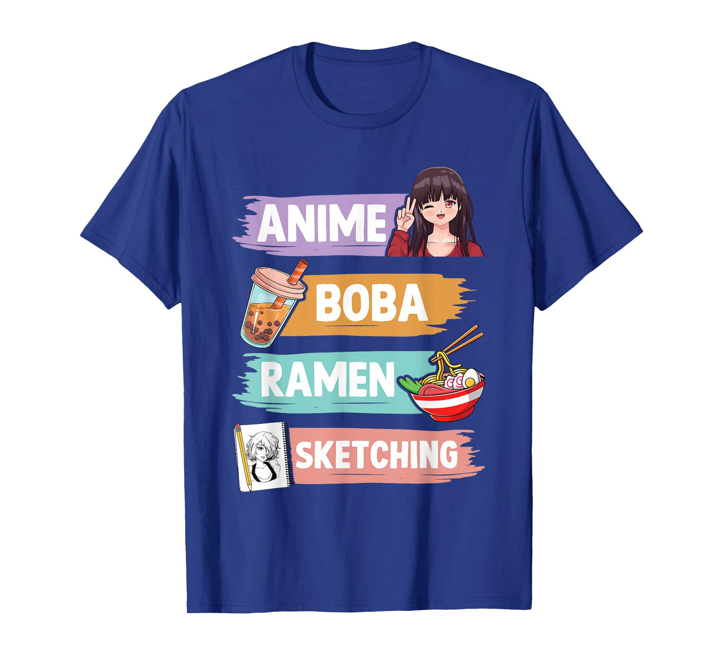 Anime Boba Ramen Sketching Otaku Kawaii Anime Girl Women T-Shirt