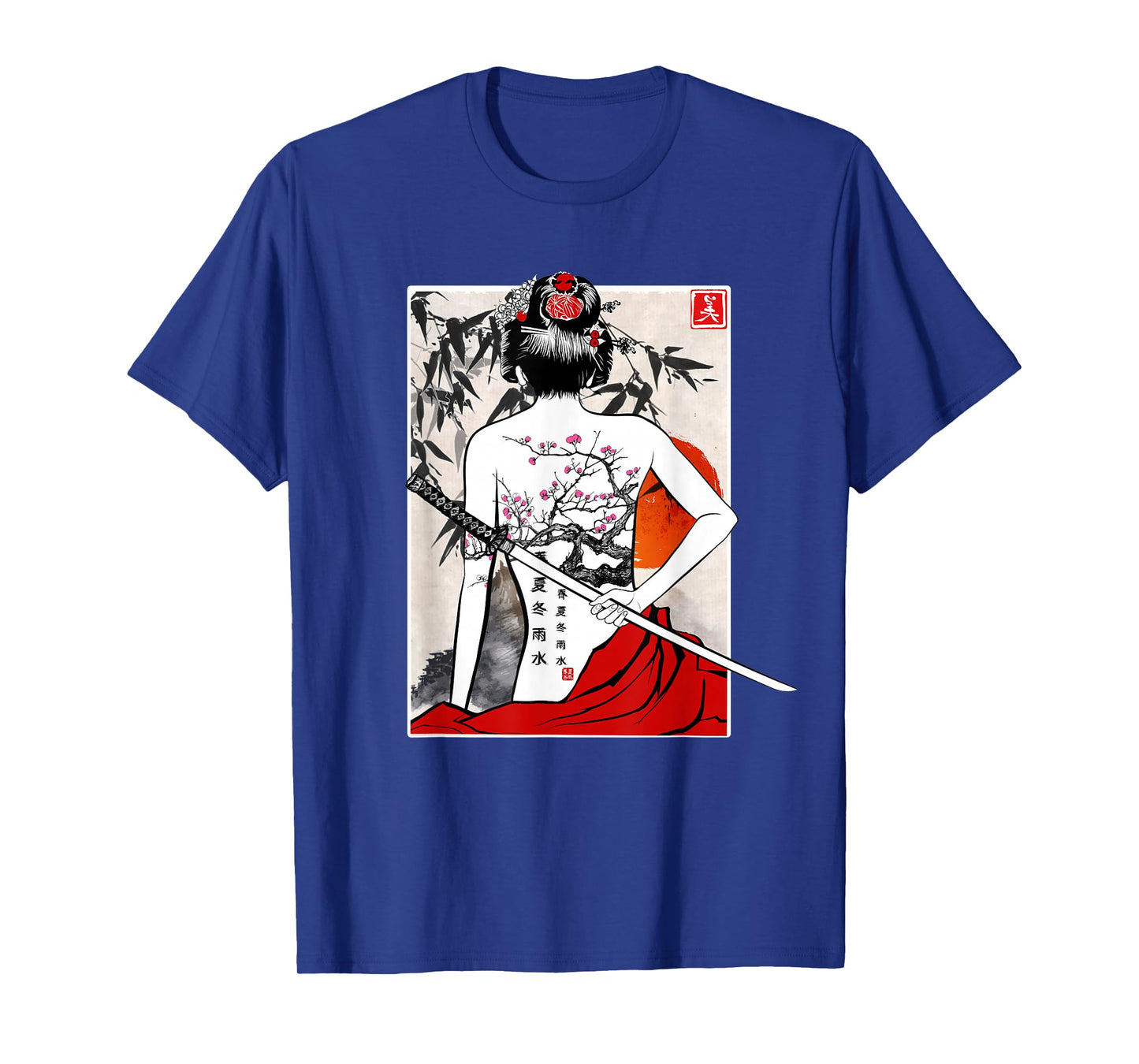 Japanese Samurai Culture Scenery Vintage Sakura Cherry Gift T-Shirt