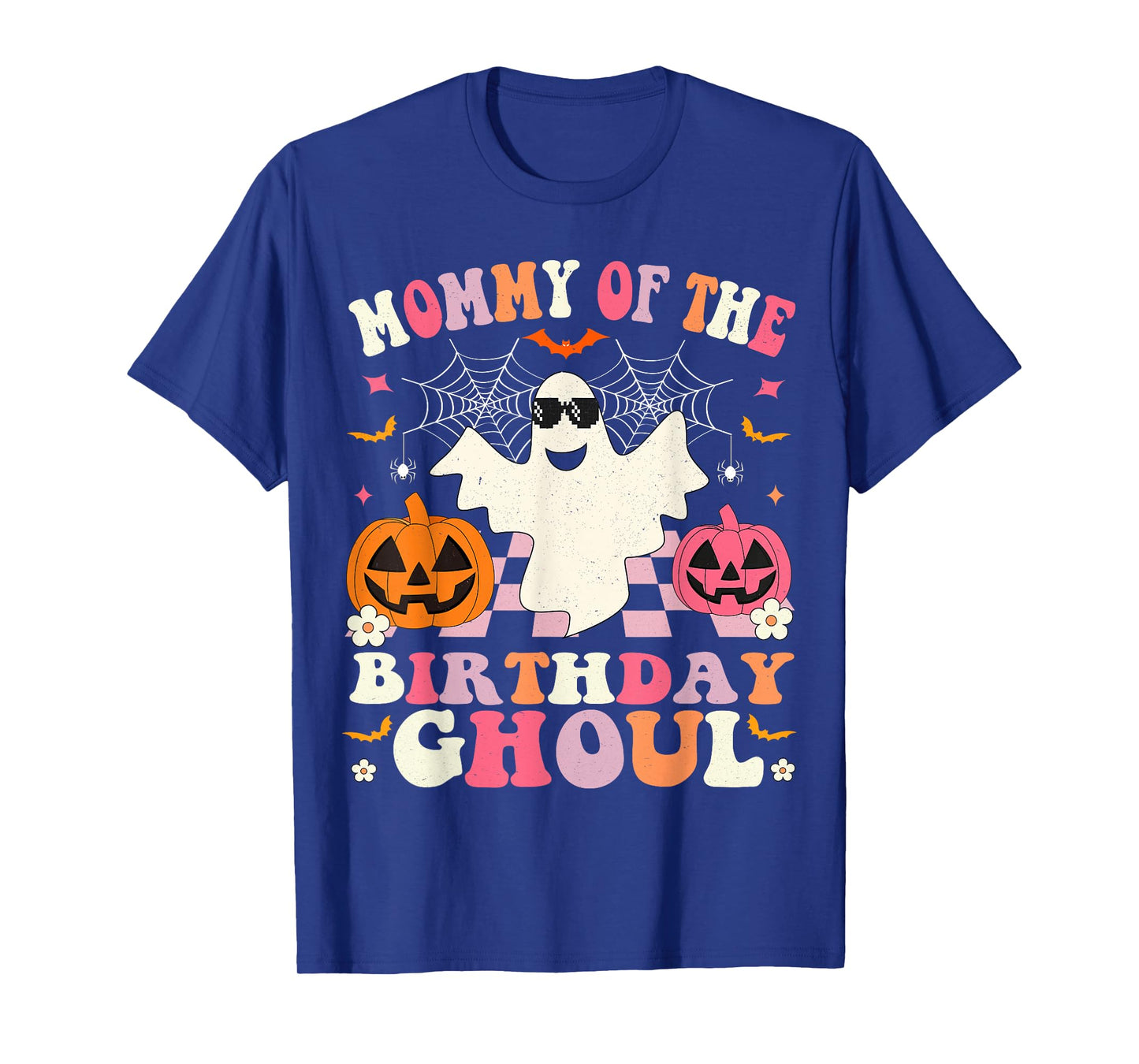 Mommy Of The Birthday Ghoul Groovy Halloween Ghost Spooky T-Shirt
