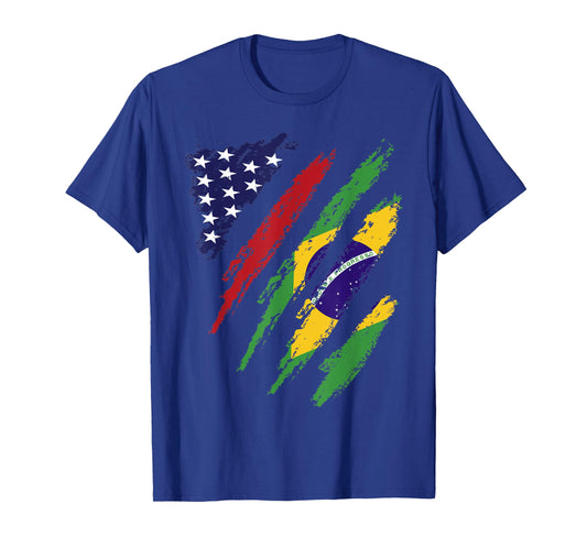 Brazil American Grown Flag USA Patriot Heritage Month T-Shirt