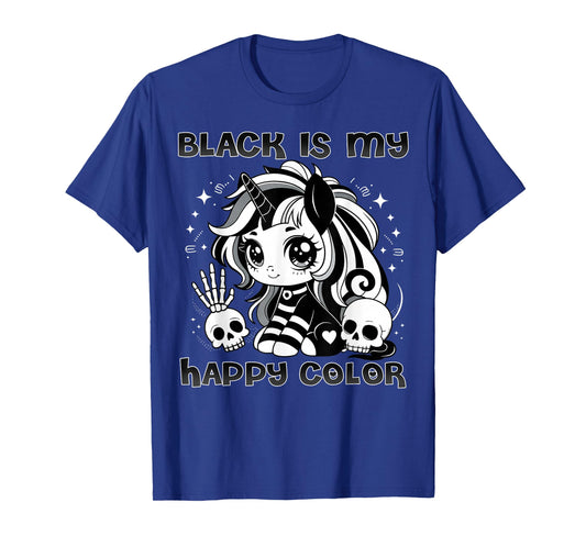 Goth Girl Black is My Happy Color Gothic Unicorn Emo Girl T-Shirt