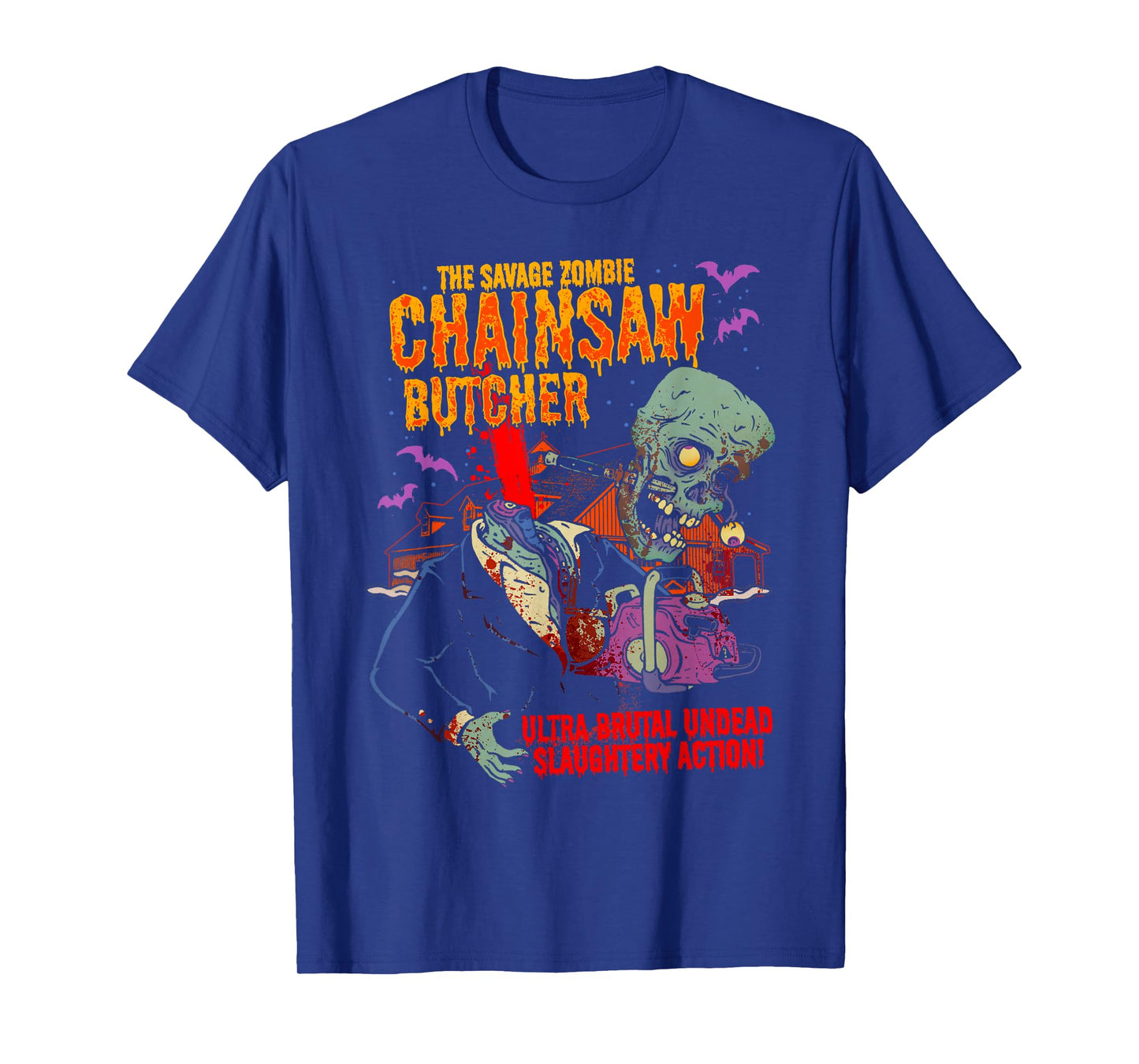 The Savage Zombie Chainsaw Butcher Horror Movie T-Shirt