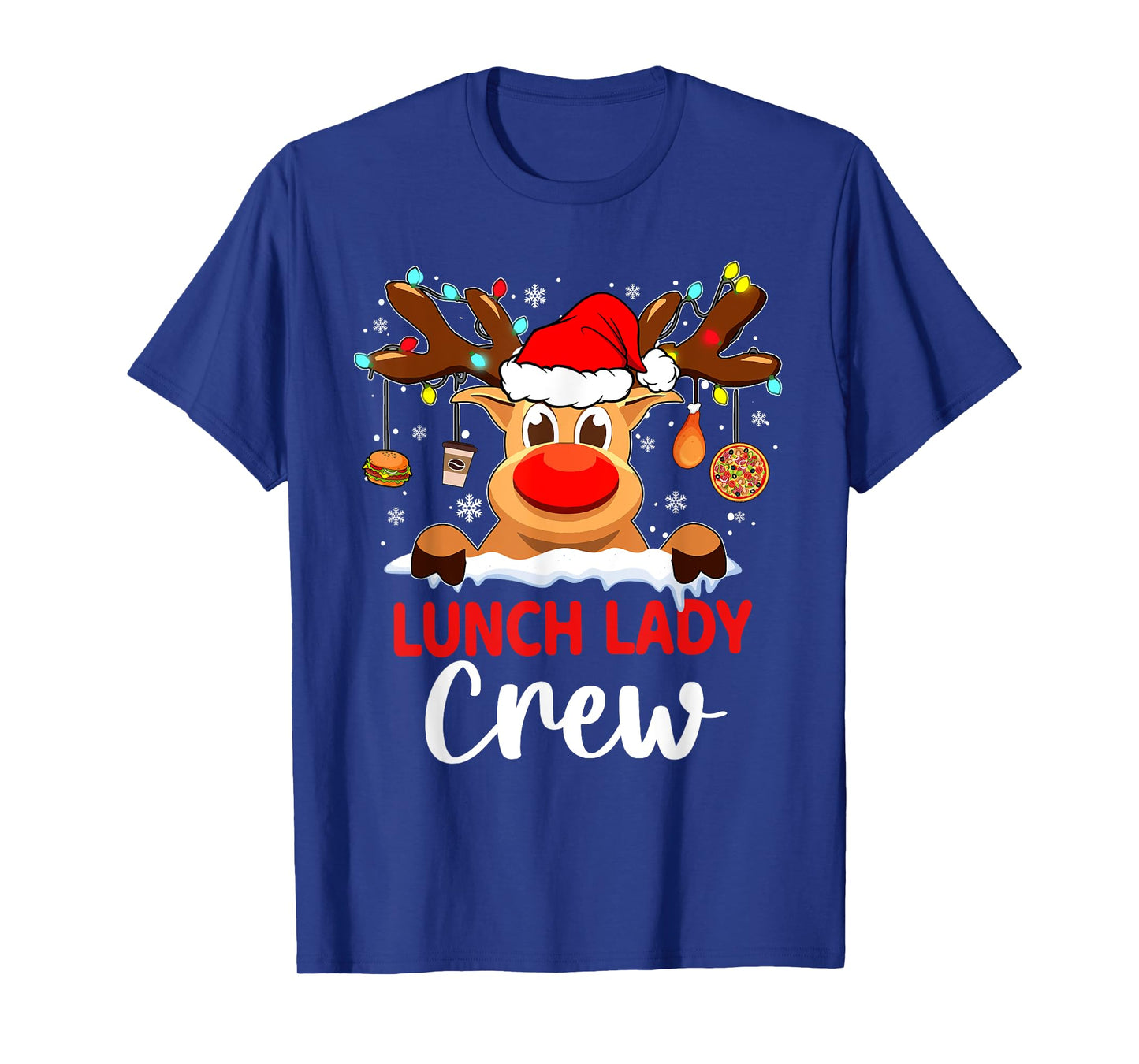 Funny Lunch Lady Reindeer Plaid Christmas Teacher T-Shirt