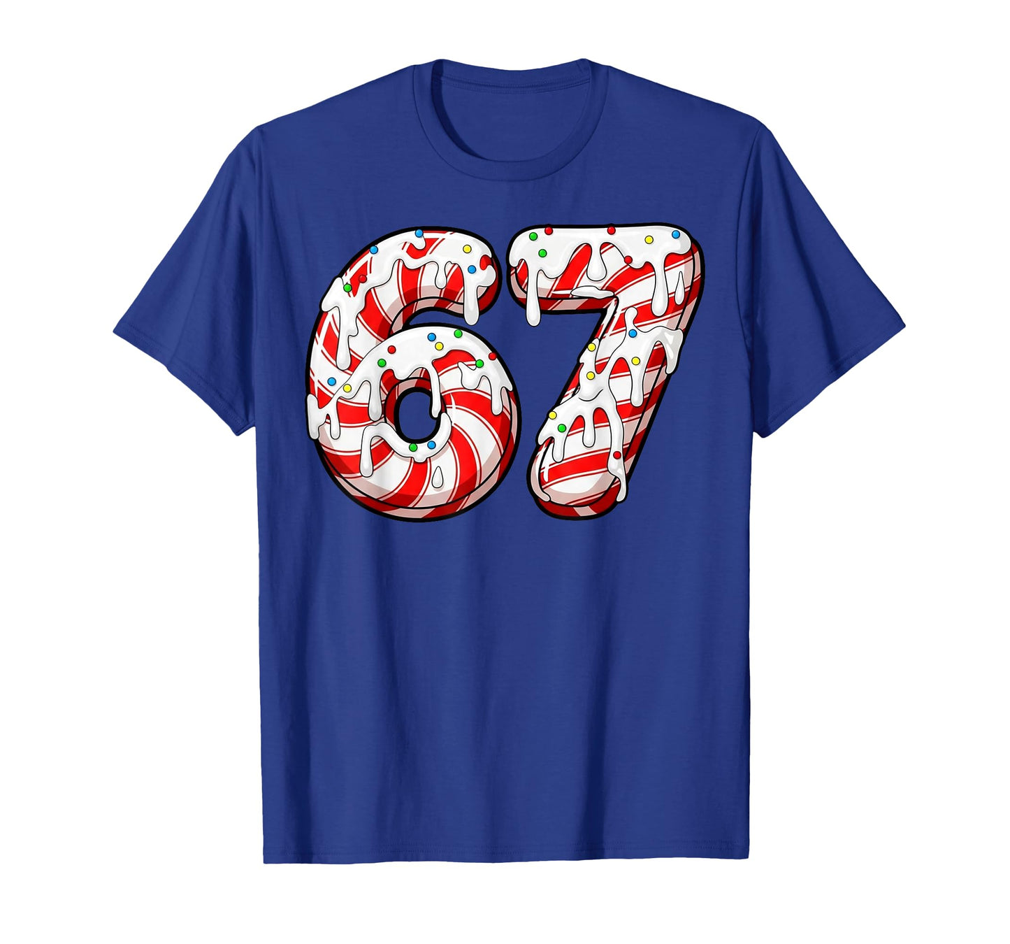 Christmas 67 Candy Cane Funny Meme Six Seven 6-7 Gen Alpha T-Shirt