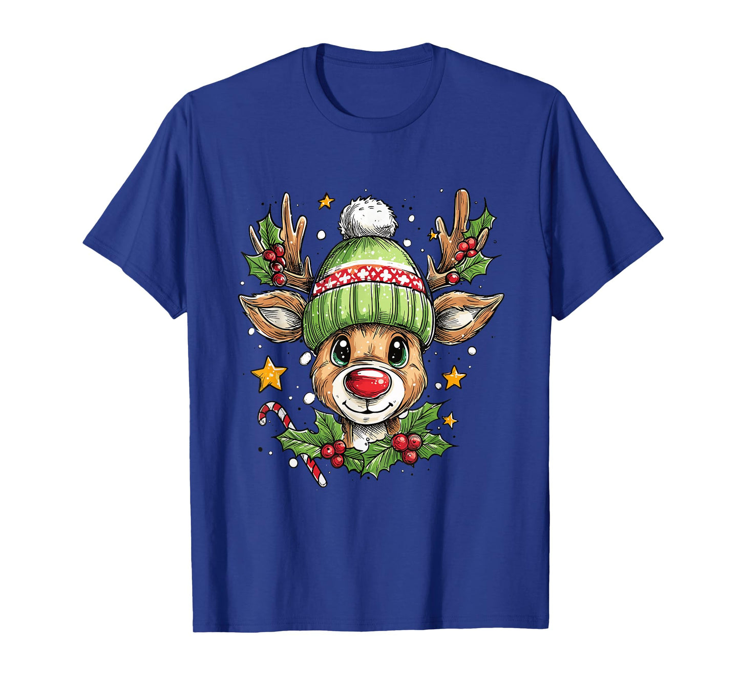Dude Reindeer Christmas Lights Cozy Reindeer Boy Xmas Outfit T-Shirt