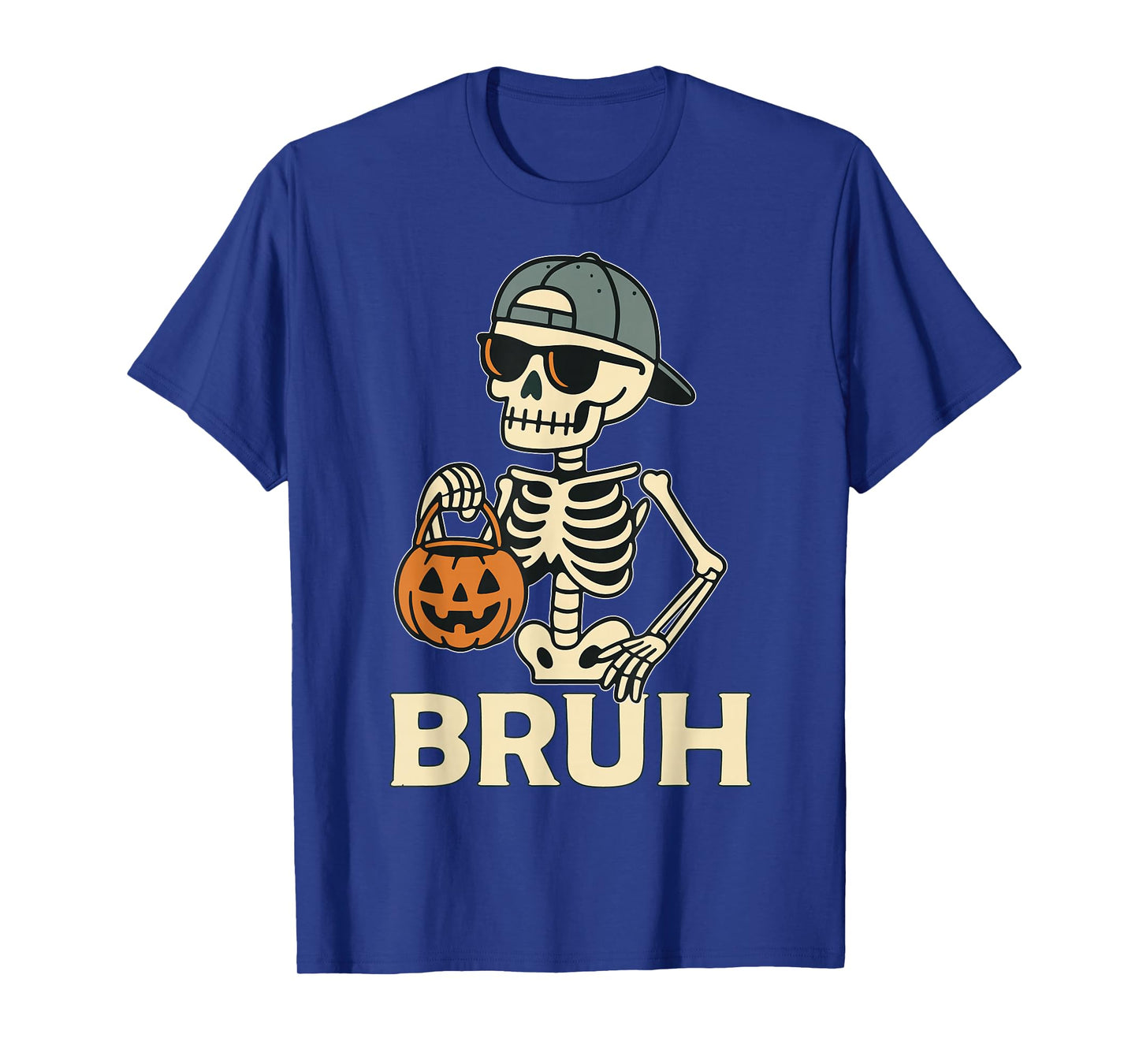 Bruh Skeleton Halloween Trick Or Treat Candy Kids Boys Men T-Shirt