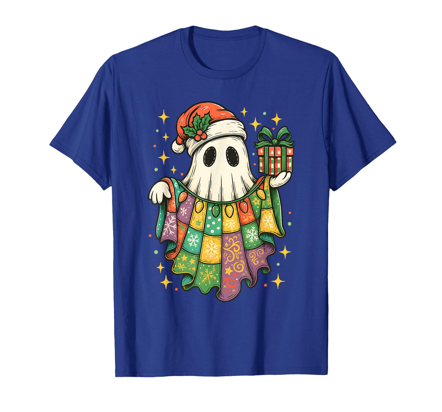 Patchwork Christmas Ghost Christmas, Christmas Boo Ghost T-Shirt