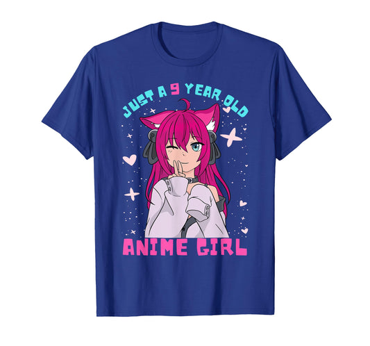 Anime Girl 9 Year Old Birthday Girl Kawaii 9th Birthday T-Shirt