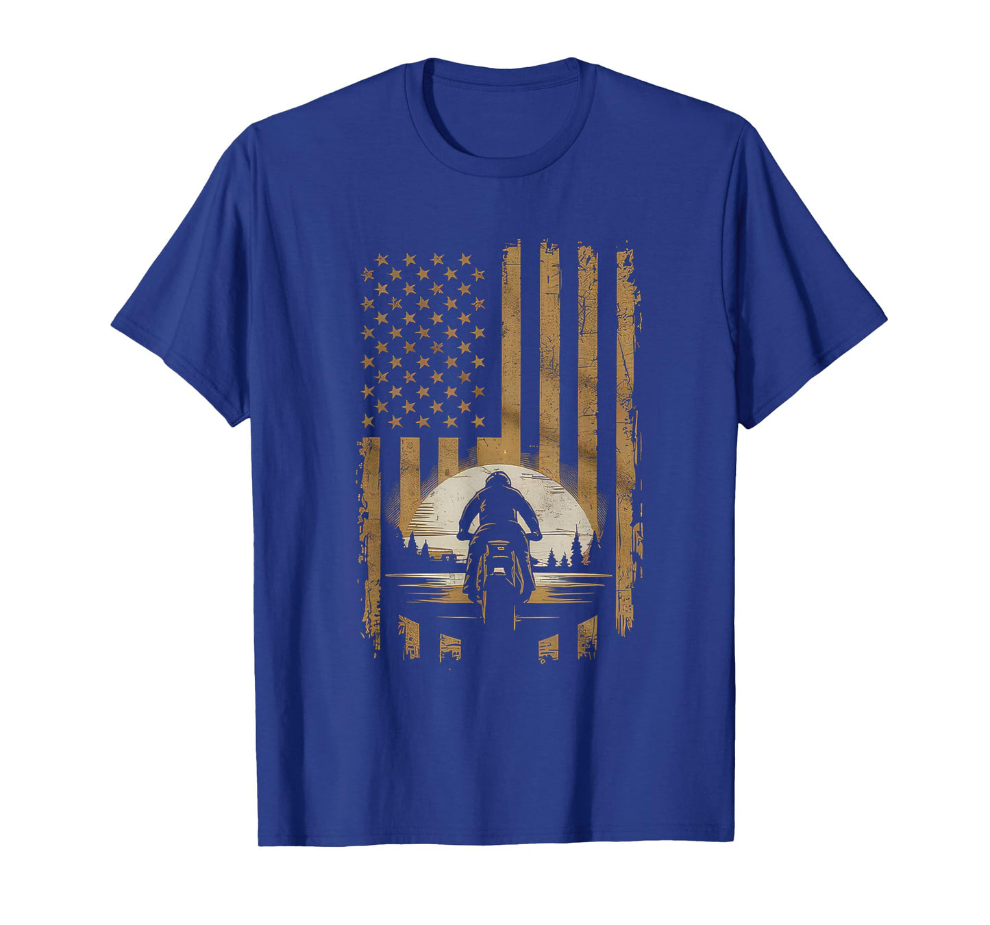 American Flag Motorcycle Tshirt USA Flag Biker Retro T-Shirt
