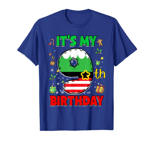 9th Birthday Boy Girl Christmas Elf 9 Years Old Kids Gifts T-Shirt