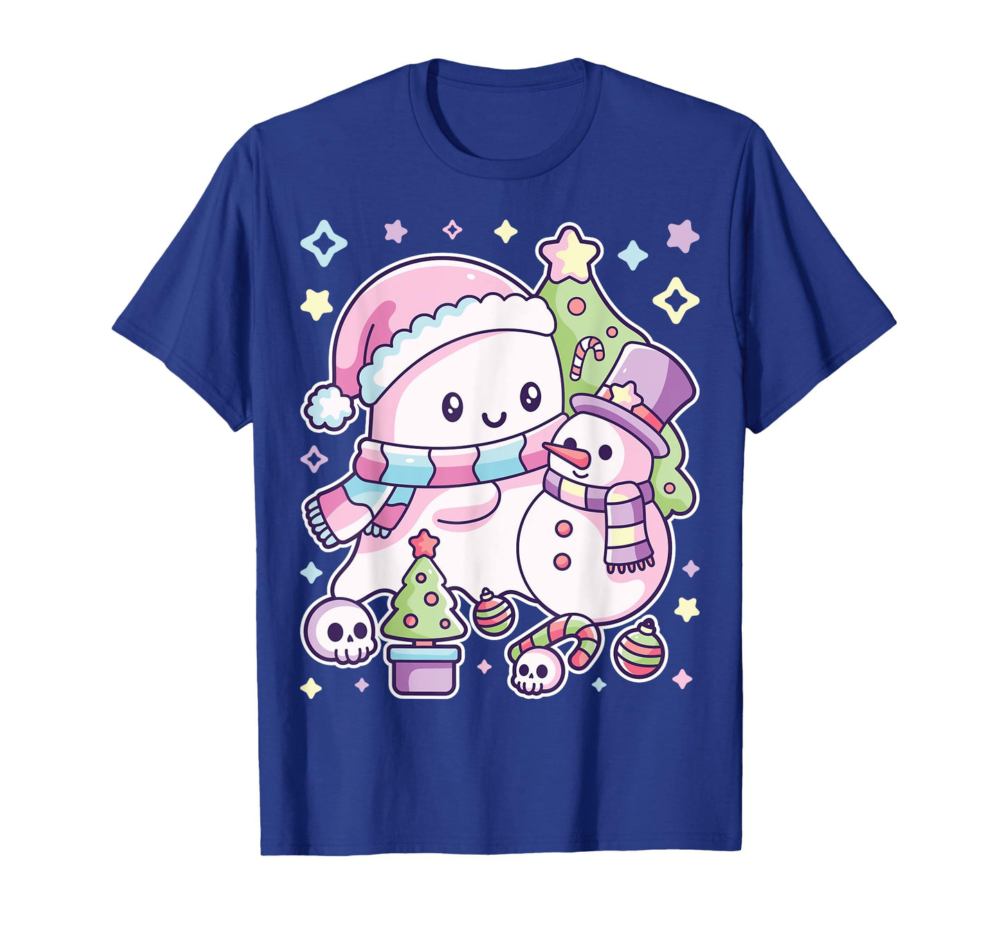 Christmas Ghost Lil Boo Xmas Tee Girls Kids Toddler Pastel T-Shirt