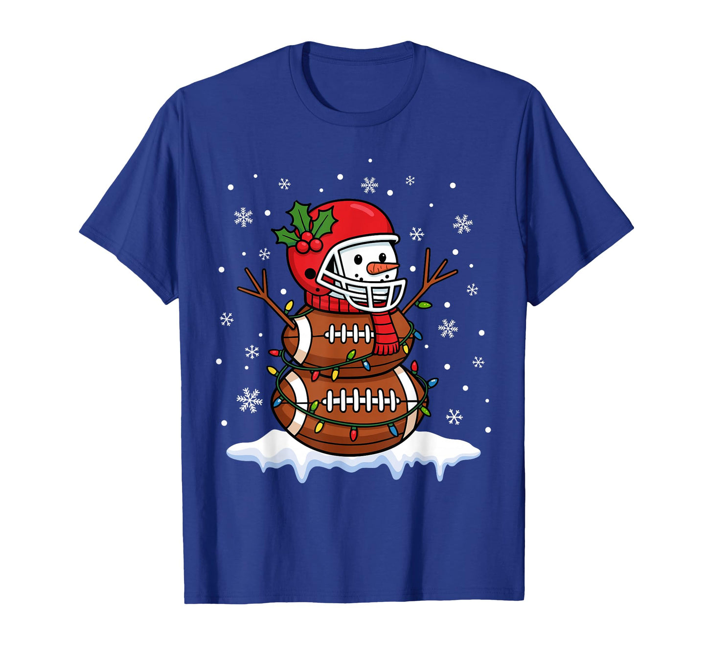 Merry Christmas Football Snowman Holiday Sports Xmas Pajamas T-Shirt