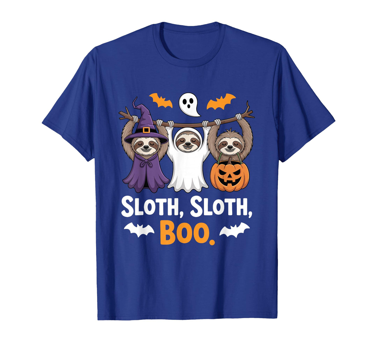 Funny Sloth Ghost Halloween Boo Costume Cute Lazy Pumpkin T-Shirt
