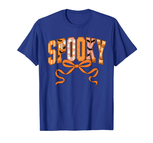 Spooky Coquette Girly Pumpkin Ghost Funny Halloween T-Shirt