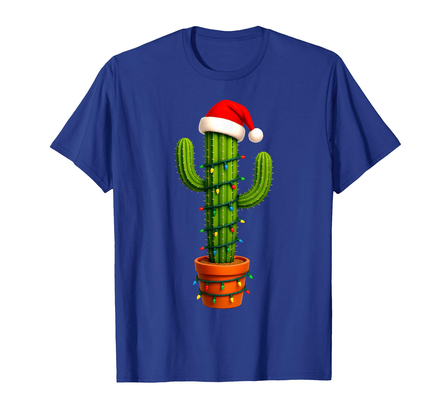 Funny Cactus Santa Hat Xmas Tree Lights Merry Christmas PJS T-Shirt
