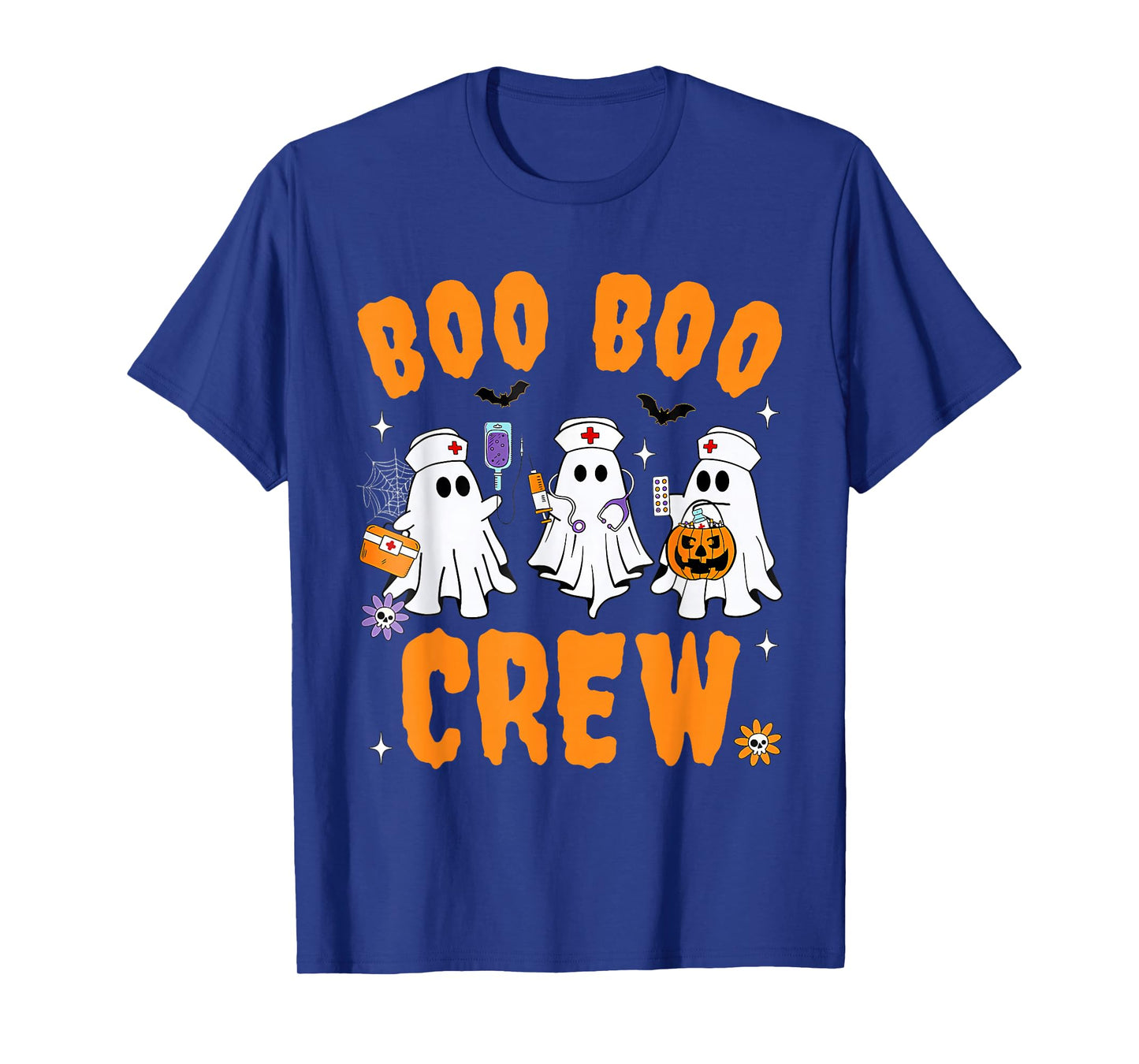 Boo Boo Crew Nurse Ghost Scrub Top Nursing Halloween Costume T-Shirt