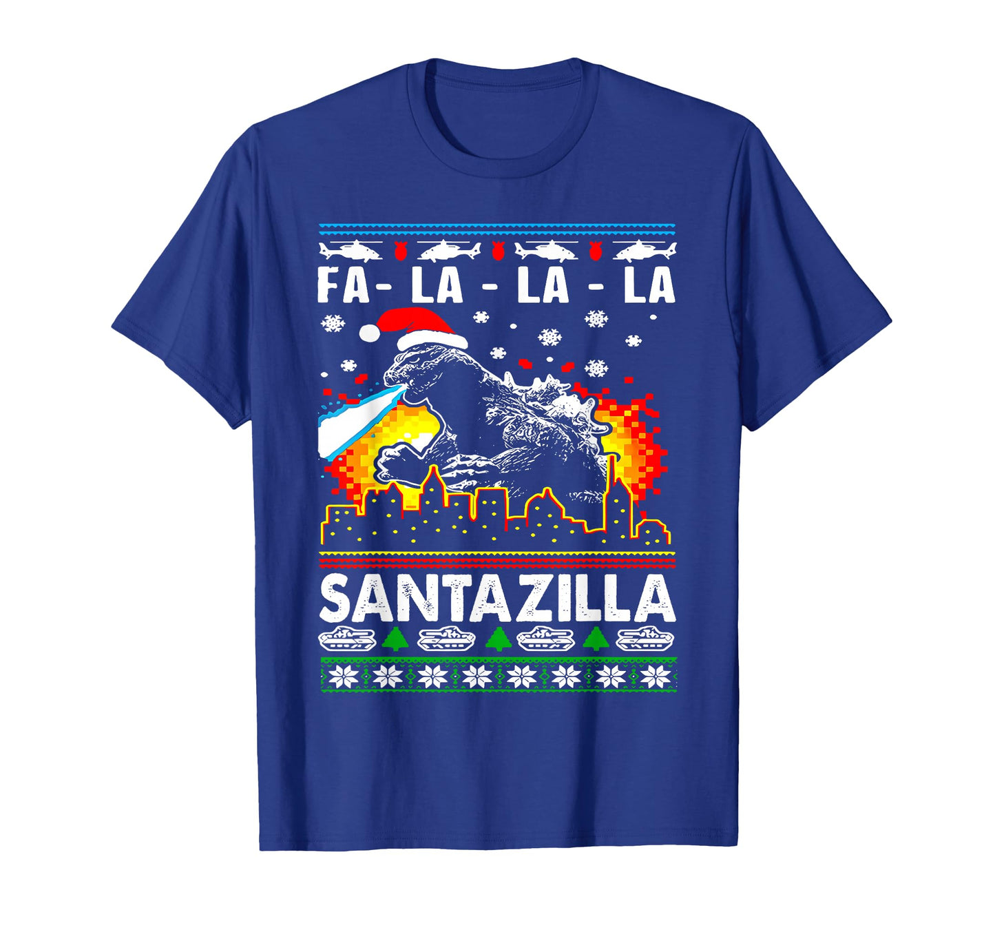 Funny Christmas Santazilla Japanese Monster Dinosaur Boys T-Shirt