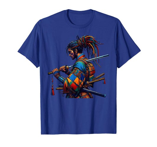 Afro American Samurai Japanese Style Bushido Art Design T-Shirt