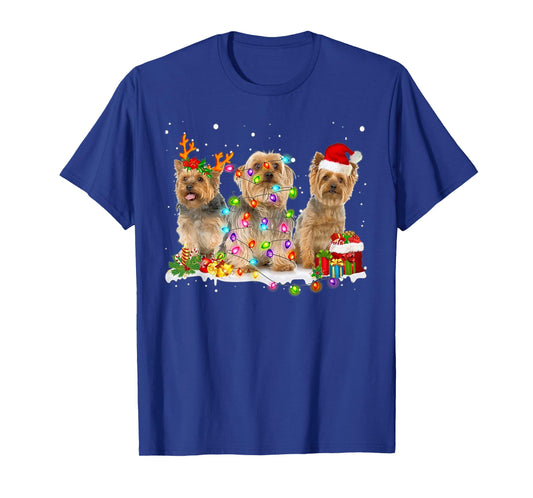 Three Silky Terrier Xmas Silky Terrier-Snow-Christmas Lover T-Shirt