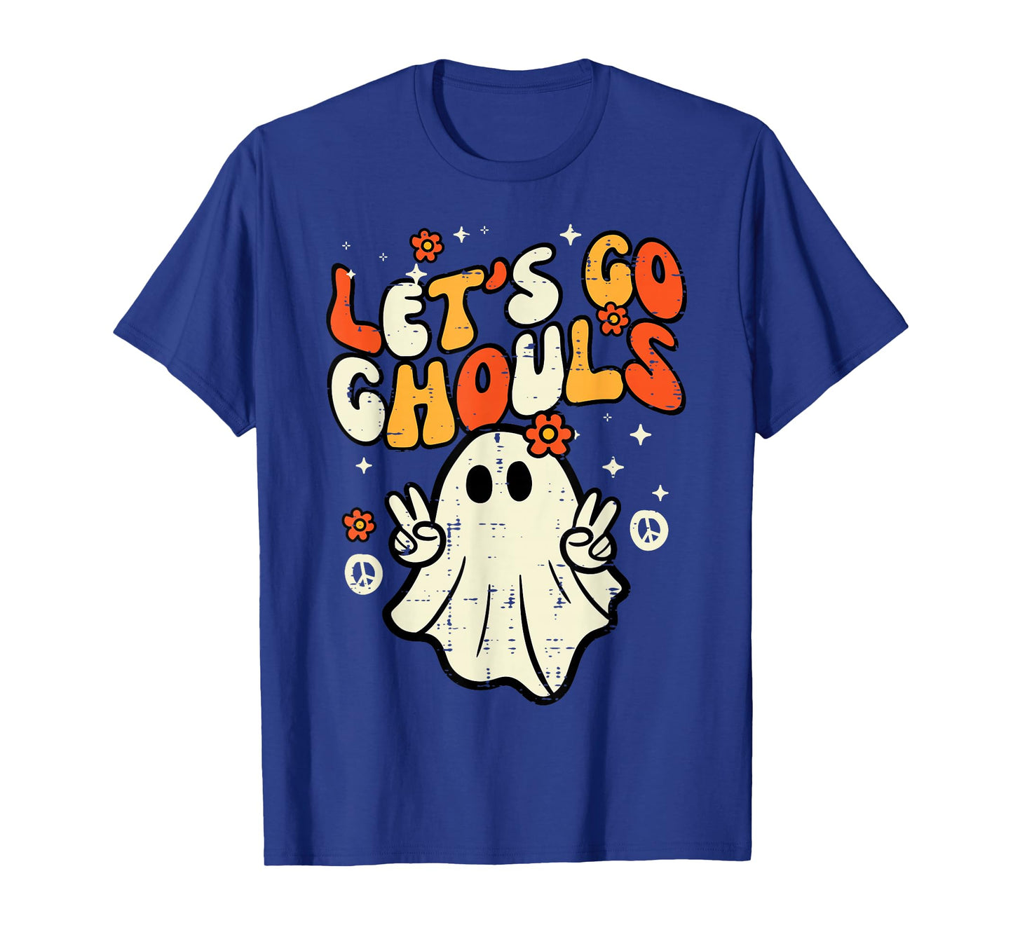Halloween Lets Go Ghouls Ghost Retro Costume Women Girl Kids T-Shirt