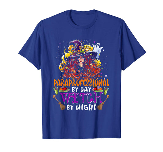 Paraprofessional By Day Witch By Night Funny Witch With Cat T-Shirt