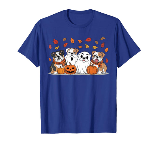 English Bulldog Ghost Fall Autumn Thanksgiving Halloween T-Shirt