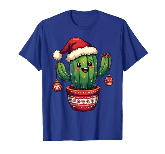 Cactus Santa Hat Funny Christmas Xmas Men Women Kids T-Shirt