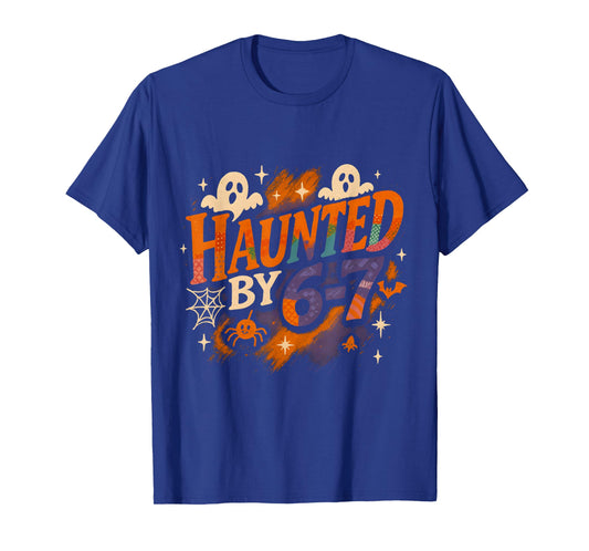 Haunted by 6-7 Funny Ghost Halloween Patchwork Design T-Shirt