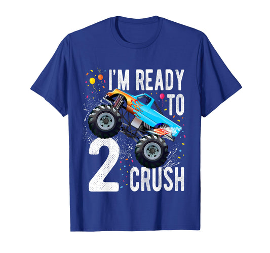Kids 2nd Birthday Boy Monster Truck 2 Year Old Matching Family T-Shirt