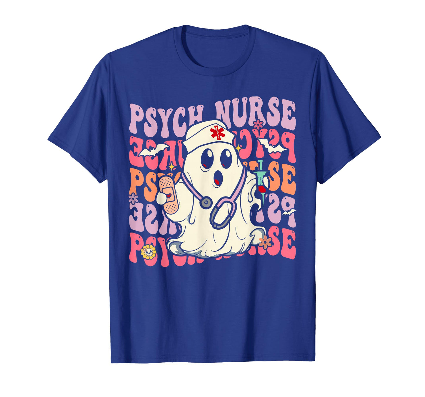 Retro Psych Nurse Groovy Halloween Psychiatric Nurse T-Shirt