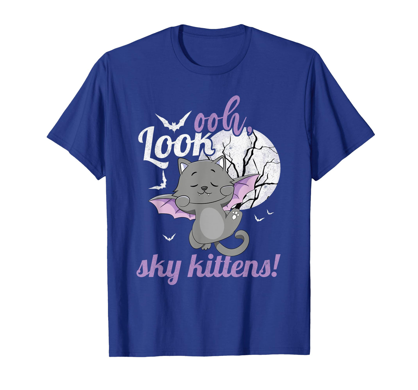 Oh Look Sky Kittens Funny Halloween Bat Cat Women T-Shirt