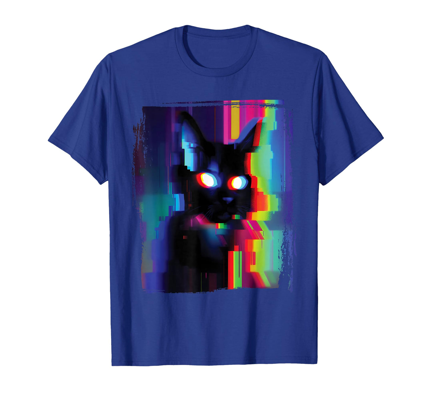 Glitch Psychedelic Weirdcore Cat Vaporwave Trippy T-Shirt