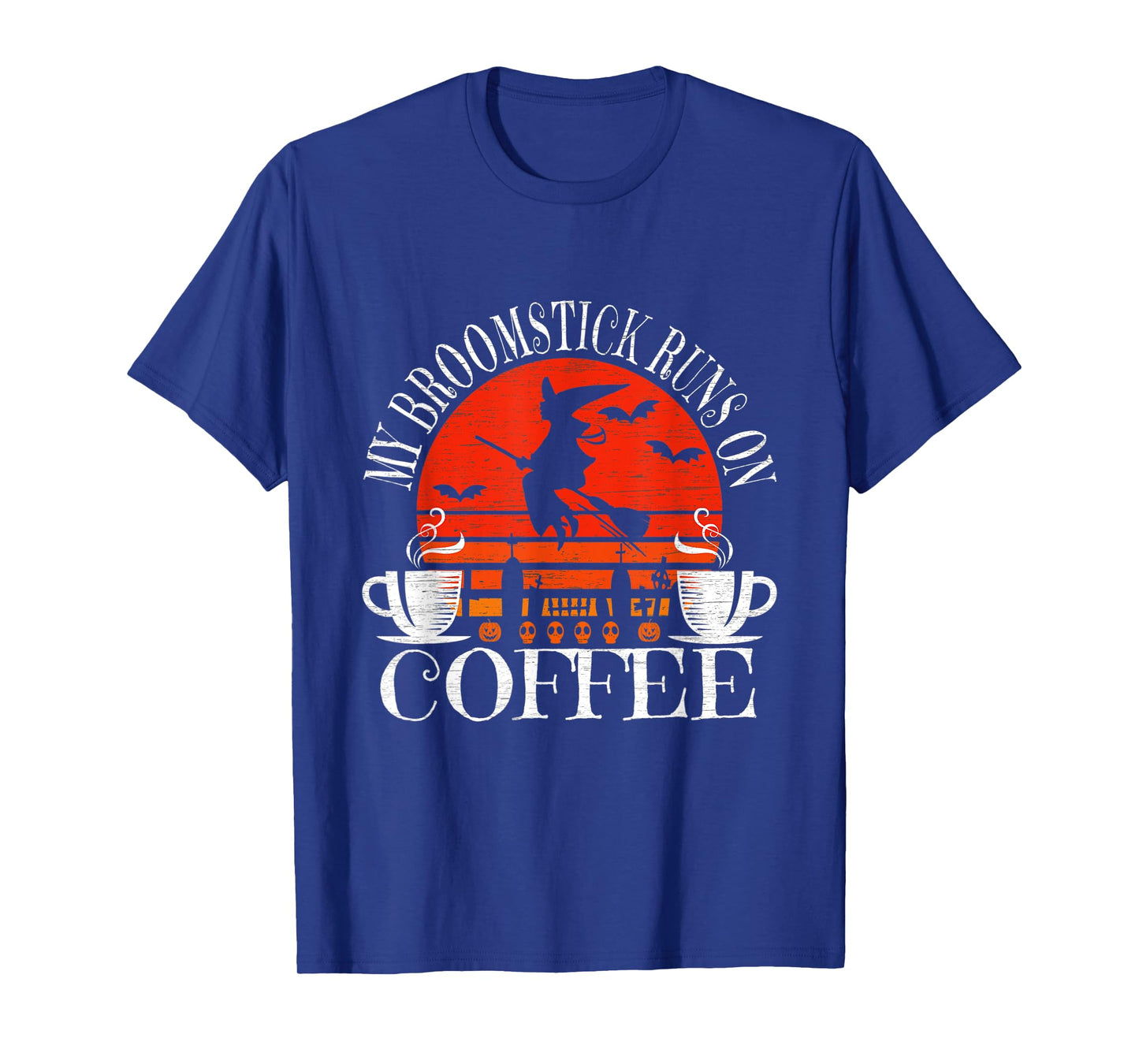 My Broomstick Runs On Coffee Cute Halloween Witches Graphic T-Shirt