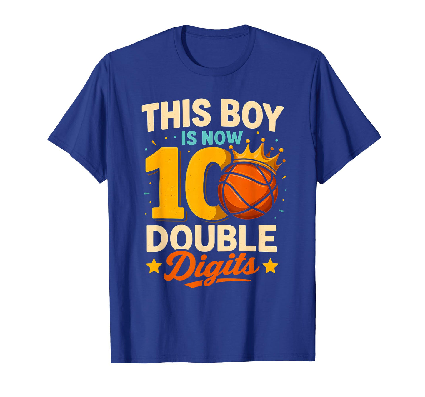 Double Digits Basketball Birthday Boy 10 Year Celebration T-Shirt
