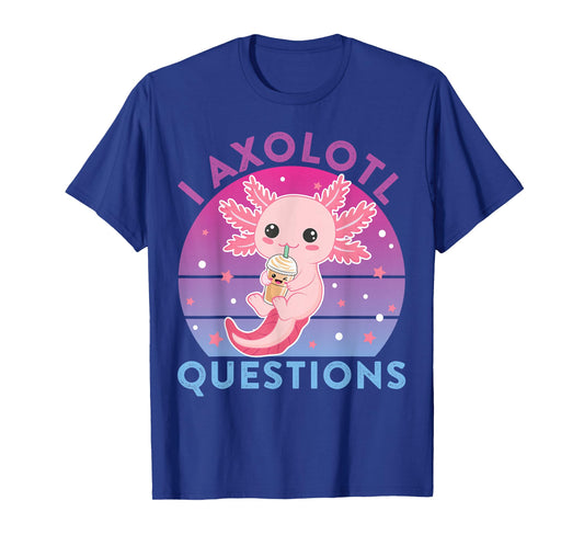 I Ask Axolotl Questions Kids Cute Axolotl Retro Vintage T-Shirt