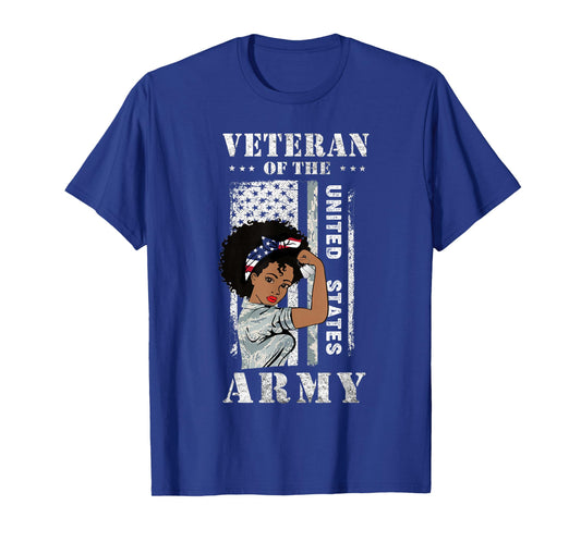 Veteran of The US Army, Proud Black Women Army Veteran T-Shirt