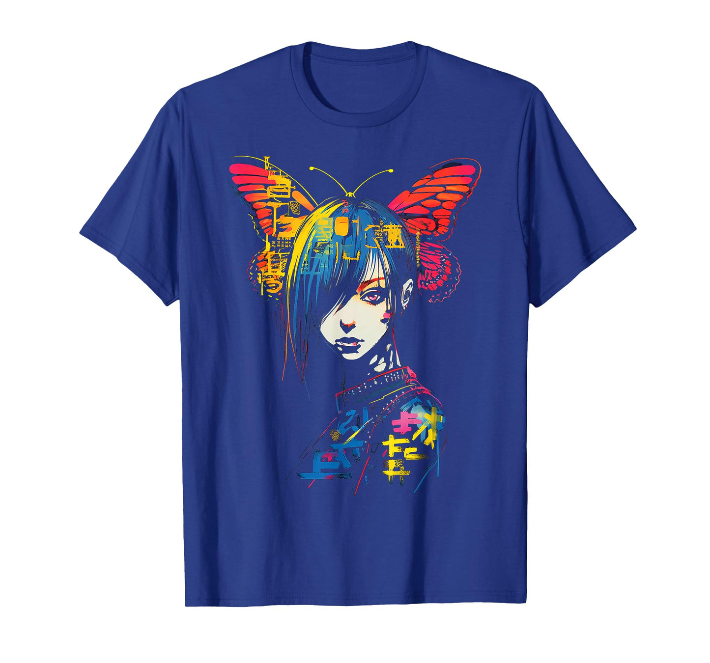 Anime Butterfly Colorful Text Graphic Women Anime T-Shirt