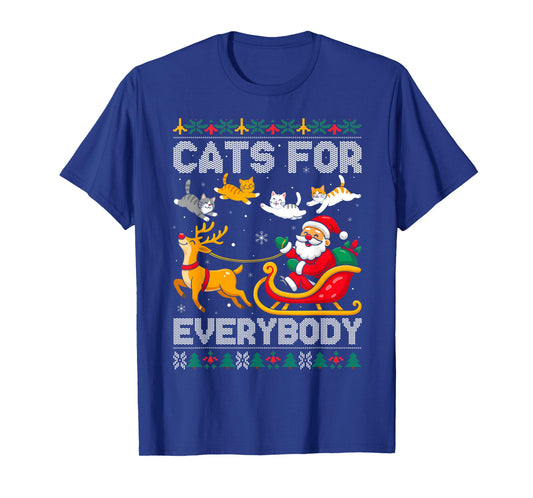 Cats for Everybody Christmas Cat Funny Xmas Women Santa Kids T-Shirt