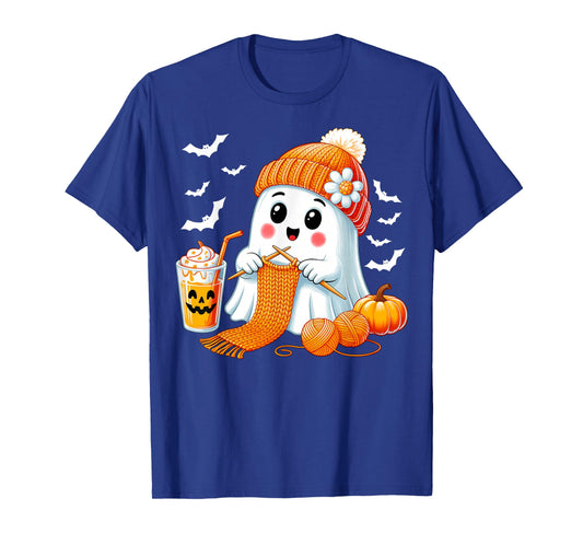 Ghost Crochet Crocheting Knitting Coffee Women Halloween T-Shirt