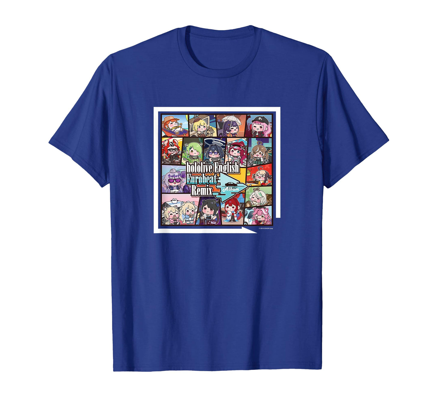 hololive Production Unisex-Adults Black Short Sleeve T-Shirt - hololive English Eurobeat Remix Album Merchandise T-Shirt - Small