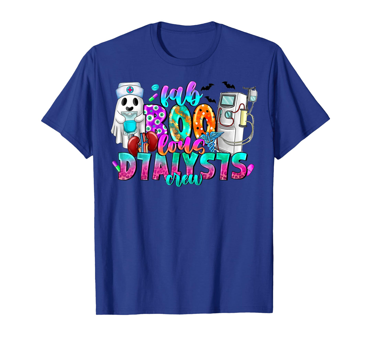 Fab Boo Lous Dialysis Crew Ghost Nurses Halloween Scrub Top T-Shirt