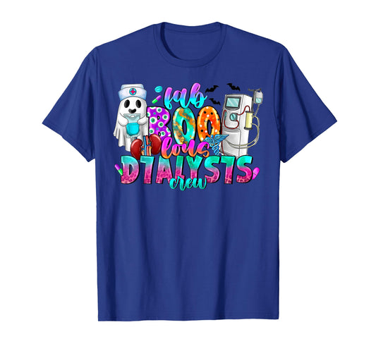 Fab Boo Lous Dialysis Crew Ghost Nurses Halloween Scrub Top T-Shirt